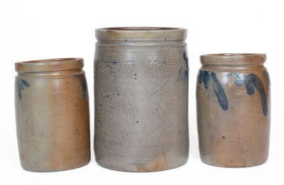 Lot of Three: Stoneware Jars, Two attrib. Grier Pottery, Chester County, Pennsylvania