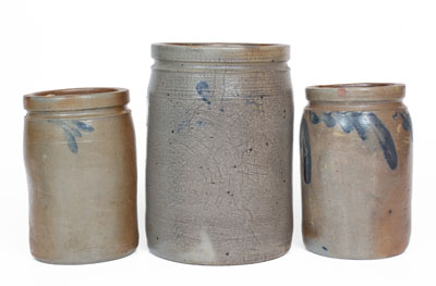 Lot of Three: Stoneware Jars, Two attrib. Grier Pottery, Chester County, Pennsylvania