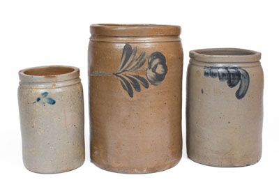 Lot of Three: Stoneware Jars, Baltimore, Maryland origin, circa 1880