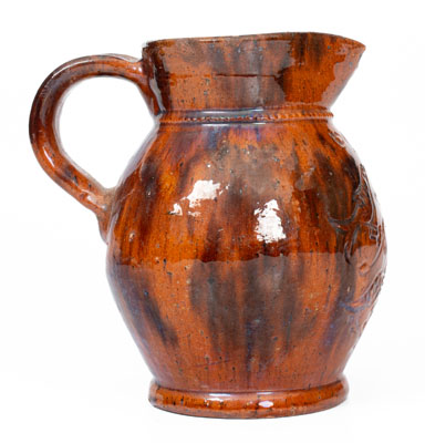 Redware Pitcher w/ Incised Eagle and Birds, attrib. Jacob Medinger, Montgomery County, PA