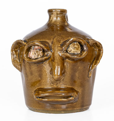 Attrib. Cheever and Lanier Meaders Face Jug w/ Rock Eyes and Teeth, c1967