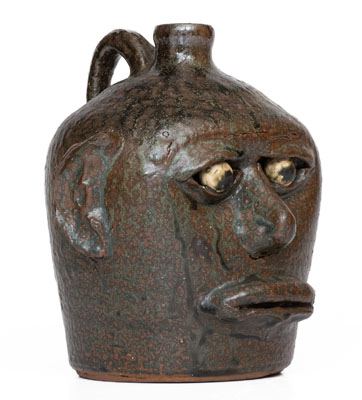 Fine Early-Period Lanier Meaders Face Jug, Cleveland, Georgia, circa 1970