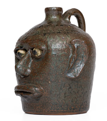 Fine Early-Period Lanier Meaders Face Jug, Cleveland, Georgia, circa 1970