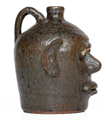 Fine Early-Period Lanier Meaders Face Jug, Cleveland, Georgia, circa 1970