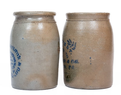 Lot of Two: GREENSBORO, PA Stoneware Jars by JAS. HAMILTON and T. F. REPPERT