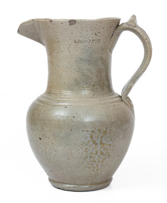 Extremely Rare J.D. CRAVEN Salt-Glazed Stoneware Pitcher, Randolph or Moore County, North Carolina