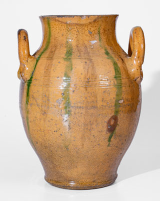 Very Rare Great Road Copper-and-Manganese-Decorated Redware Jar, Smyth County, Virginia, mid 19th century