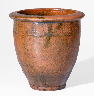 Rare Copper-Glazed Redware Jar attrib. J.A. Lowe or possibly Jackson Campbell, Greene County, TN