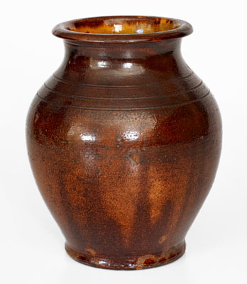 Greene County, Tennessee Redware Jar, possibly Christopher Alexander Haun, circa 1840-1860