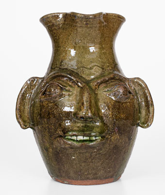 B.B. CRAIG / VALE, N.C. Alkaline-Glazed Stoneware Face Pitcher