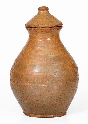 Probably Greene County, Tennessee, Redware Jar w/ Lid, c1820-1850