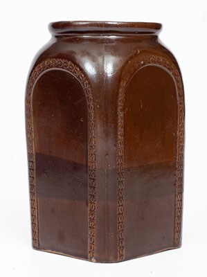 Albany-Slip-Glazed S.S. PERRY. / TROY, New York Stoneware Tobacco Jar, c1828-1833