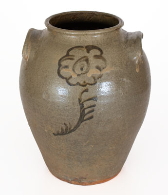 Alkaline-Glazed Stoneware Jar w/ Iron-Slip Floral Decoration, attrib. Thomas Chandler, Edgefield District, SC