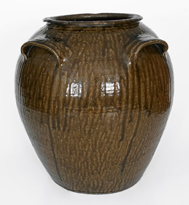 Outstanding Fifteen-Gallon Alkaline-Glazed Stoneware Jar, Stamped DS (Daniel Seagle, Vale, NC, c1840)