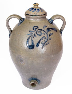 Very Important Lidded Stoneware Water Cooler w/ Incised Decoration: 