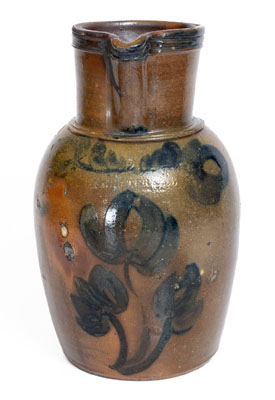 Rare A. KEISTER & .CO / STRASBURG, VA Two-Gallon Stoneware Pitcher w/ Elaborate Decoration, circa 1850