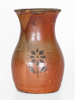 Scarce Stoneware Pitcher w/ Brown-Slip Floral Motif, attrib. Whelchel Family, Gaffney, SC, late 19th century