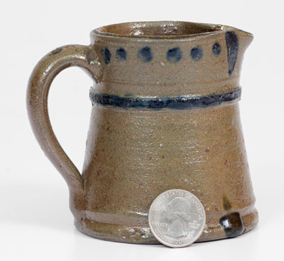 Rare Miniature Cobalt-Decorated Stoneware Pitcher, attrib. Decker Pottery, Washington County, Tennessee