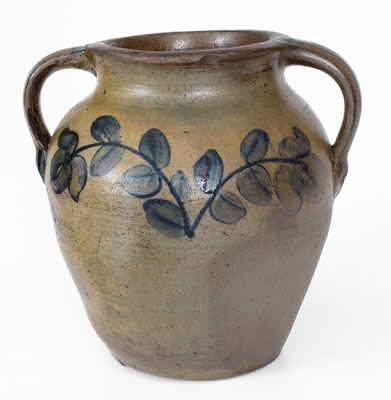 Very Rare Rockingham County, VA Vertical-Handled Stoneware Jar attrib. Andrew Coffman / Zigler, Timberville, circa 1835