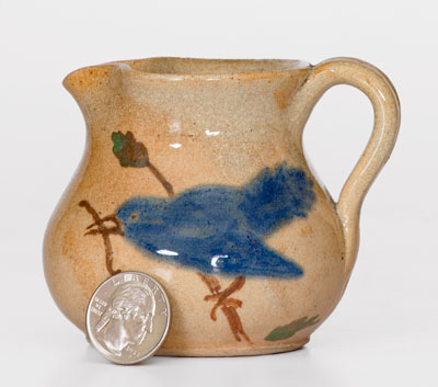 HILTON (Catawba County, North Carolina) Stoneware Pitcher w/ Bird Motif, c1940