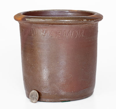 Salt-Glazed Stoneware Jar, Stamped HARMON Three Times, Moses P. Harmon, Greene County, TN