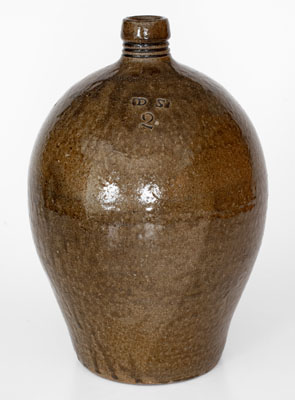 Two-Gallon DS (Daniel Seagle, Vale, North Carolina) Alkaline-Glazed Stoneware Jug, circa 1840