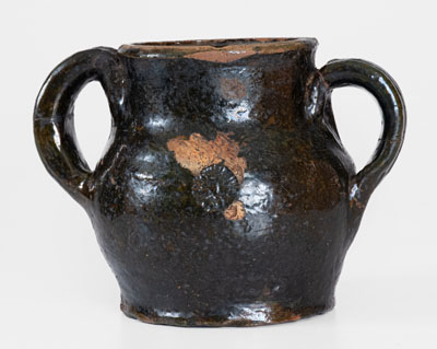 Extremely Rare Copper-Glazed Redware Sugar Bowl, attrib. Christopher Alexander Haun, Greene County, TN