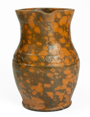 Rare Lead-Glazed Redware Pitcher attrib. Nathan Dicks, Randolph County, NC, c1875-1910