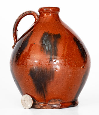 Manganese-Decorated Redware Jug, Norwalk, CT or Huntington, Long Island, NY