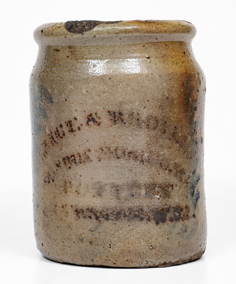 Rare RICE & BROYLES / SUNNYSIDE, WV Stoneware Jar w/ Cobalt and Manganese Decoration, c1875