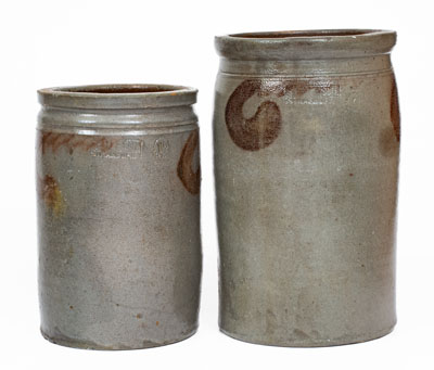 Two Manganese-Decorated S. BELL & SON. / STRASBURG, Virginia Stoneware Jars, c1890