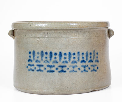 Rare SOUTHERN / STONEWARE / POTTERY Cobalt-Stenciled Stoneware Cake Crock, att. Donaghho Pottery, Parkersburg, WV