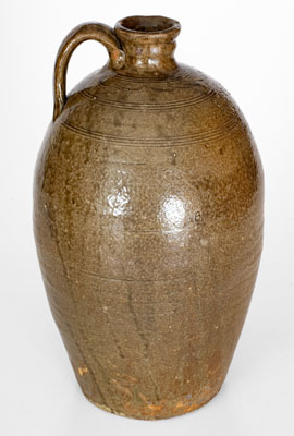 Unusual Alkaline-Glazed North Carolina Stoneware Jug w/ Profuse Impressed Capacity Mark Decoration