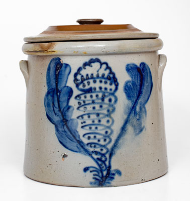 Four-Gallon Stoneware Crock w/ Abstract Cobalt Decoration, attrib. Somerset Potters Works, Massachusetts