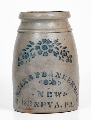 ENEIX & FRANKENBERRY / NEW GENEVA, PA Stoneware Canning Jar, circa 1875