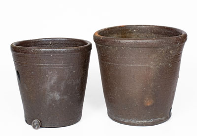 Two Salt-Glazed Stoneware Flowerpots attrib. Decker Pottery, Washington County, Tennessee