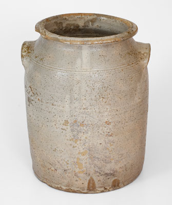 Four-Gallon Salt-Glazed Stoneware Jar Stamped JC (John Wesley Carpenter, Piper's Gap, Carroll Co, Virginia)