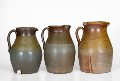 Three Middle Tennessee Salt-Glazed Stoneware Pitchers, late 19th or early 20th century