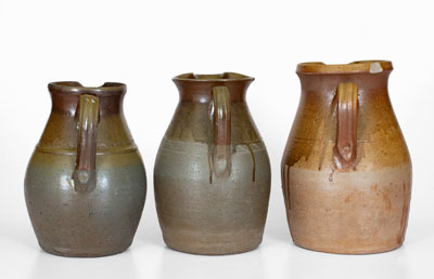 Three Middle Tennessee Salt-Glazed Stoneware Pitchers, late 19th or early 20th century