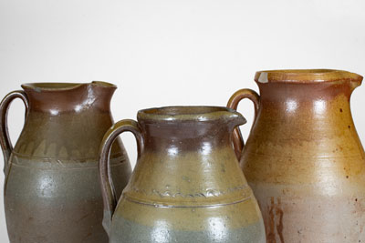 Three Middle Tennessee Salt-Glazed Stoneware Pitchers, late 19th or early 20th century