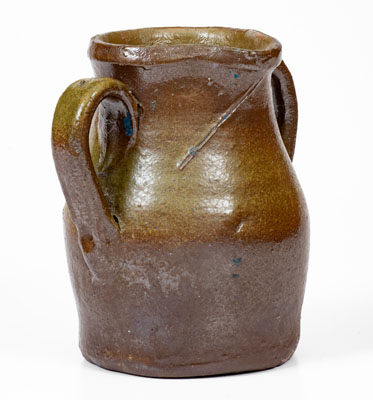 Scarce Salt-Glazed Middle Tennessee Double-Handled Stoneware Pitcher, late 19th or early 20th century