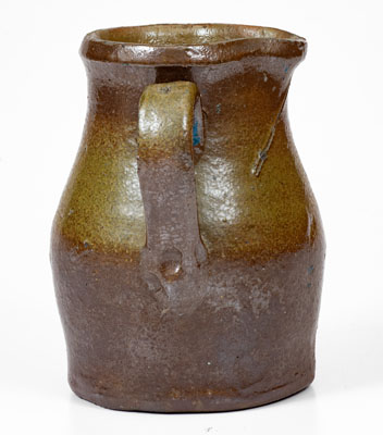 Scarce Salt-Glazed Middle Tennessee Double-Handled Stoneware Pitcher, late 19th or early 20th century