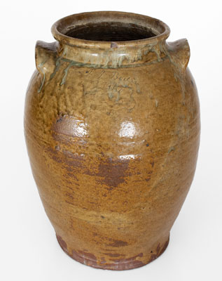 Rare "J.P. Bodie / Maker" Alkaline-Glazed Stoneware Jar, Jesse P. Bodie, Kirksey's Crossroads, Edgefield District, SC