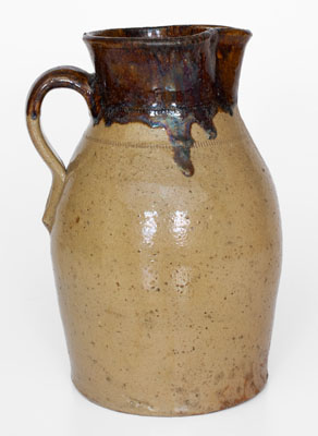 Cleburne County, Alabama Alkaline-Glazed Stoneware Pitcher w/ Iron Slip Decoration