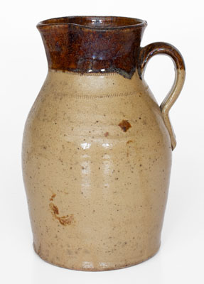 Cleburne County, Alabama Alkaline-Glazed Stoneware Pitcher w/ Iron Slip Decoration