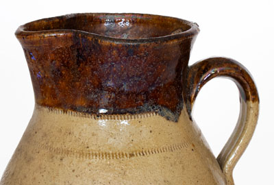 Cleburne County, Alabama Alkaline-Glazed Stoneware Pitcher w/ Iron Slip Decoration