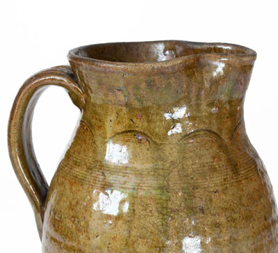 Rare Alkaline-Glazed Stoneware Pitcher attrib. Thomas Owenby, Union District, SC, circa 1860