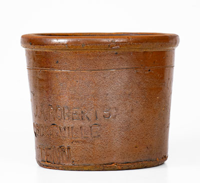 J.A. ROBERTS / COOKEVILLE, TENN. Stoneware Crock, late 19th century