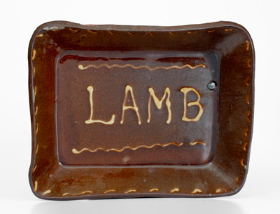 Slip-Decorated Redware Loaf Dish, Inscribed 