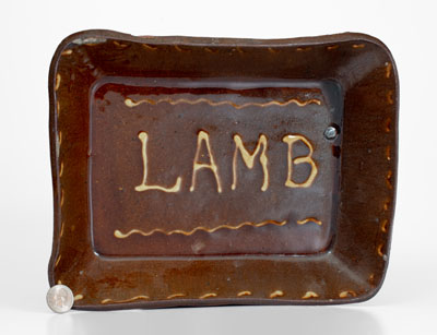 Slip-Decorated Redware Loaf Dish, Inscribed 